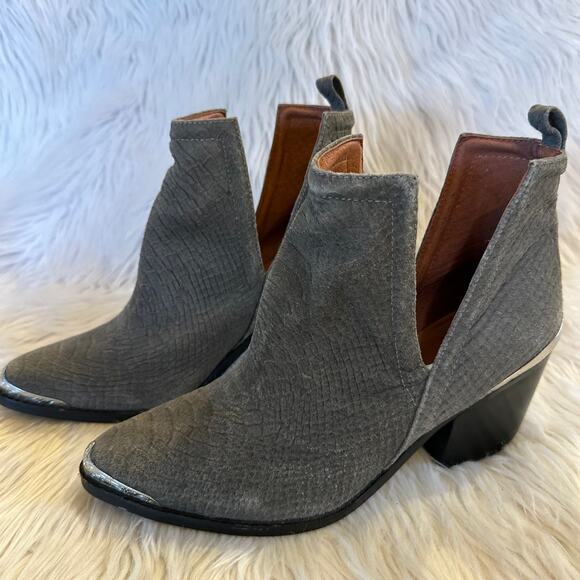 Jeffrey Campbell Cromwell Western Cut Out Ankle Boots Leather Snakeskin Gray - Picture 9 of 14